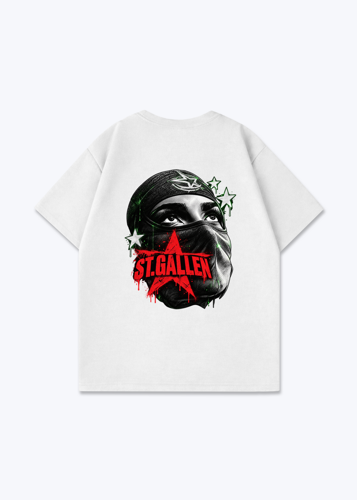 St.Gallen Mask Oversized T-Shirt - White Back (Designed)