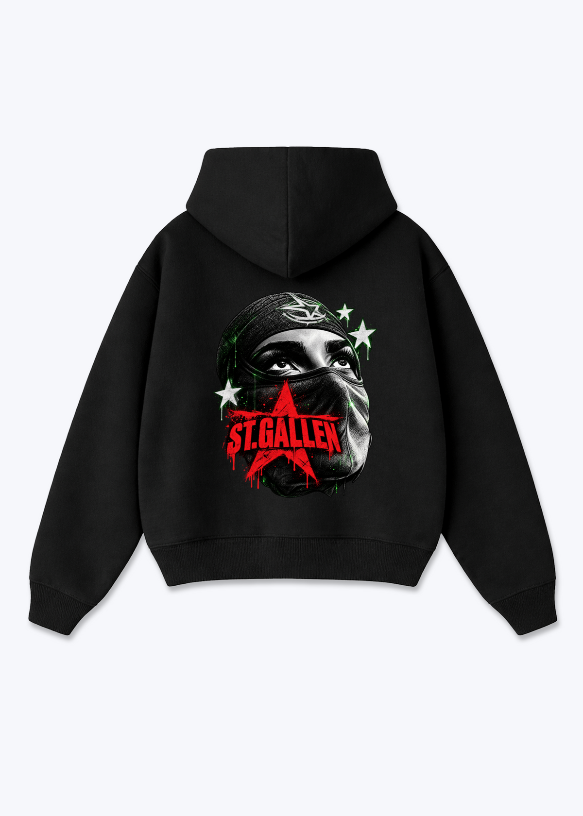 St.Gallen Mask Oversized Hoodie - Black Back (Designed)