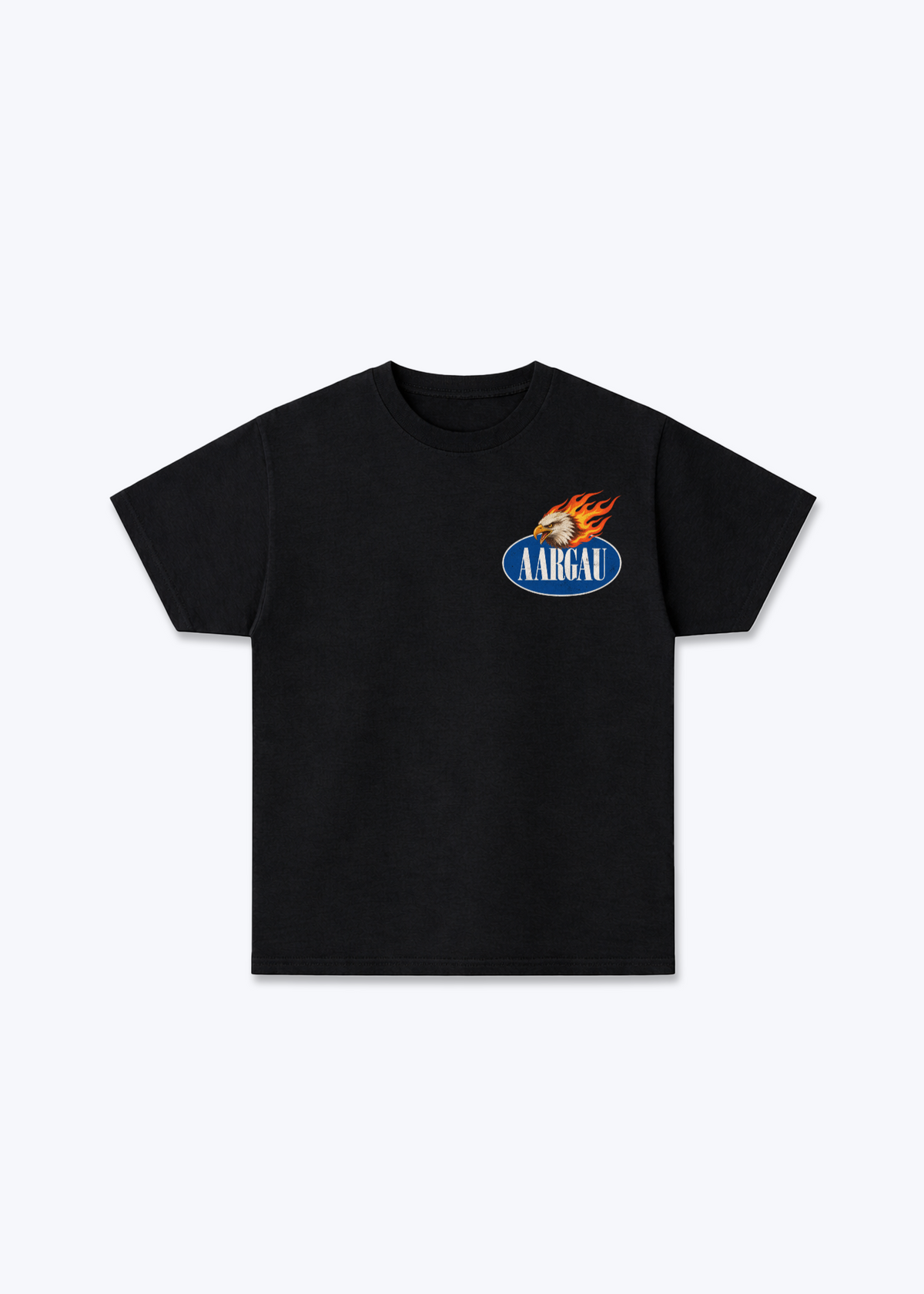 Aargau Burning Eagle Basic T-Shirt - Black Front (Designed)