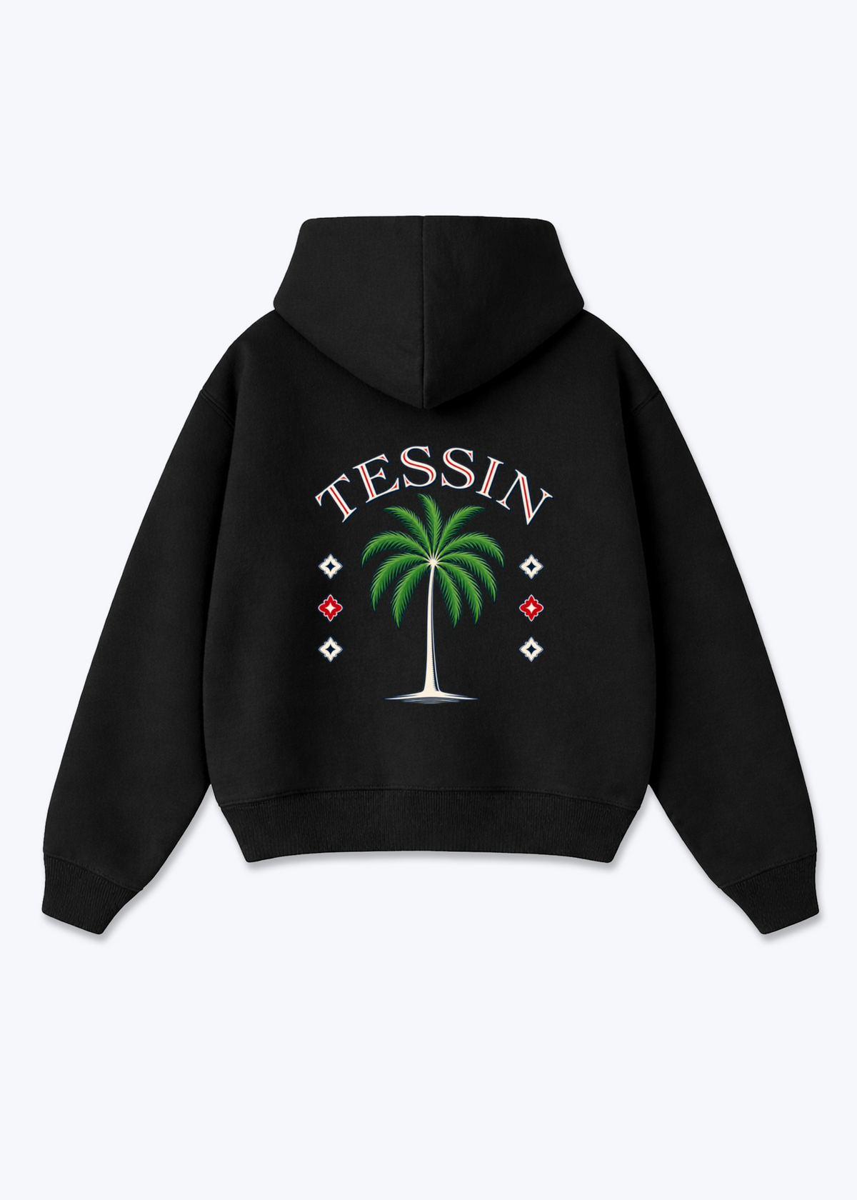 Tessin Palm Oversized Hoodie - Black Back (Designed)