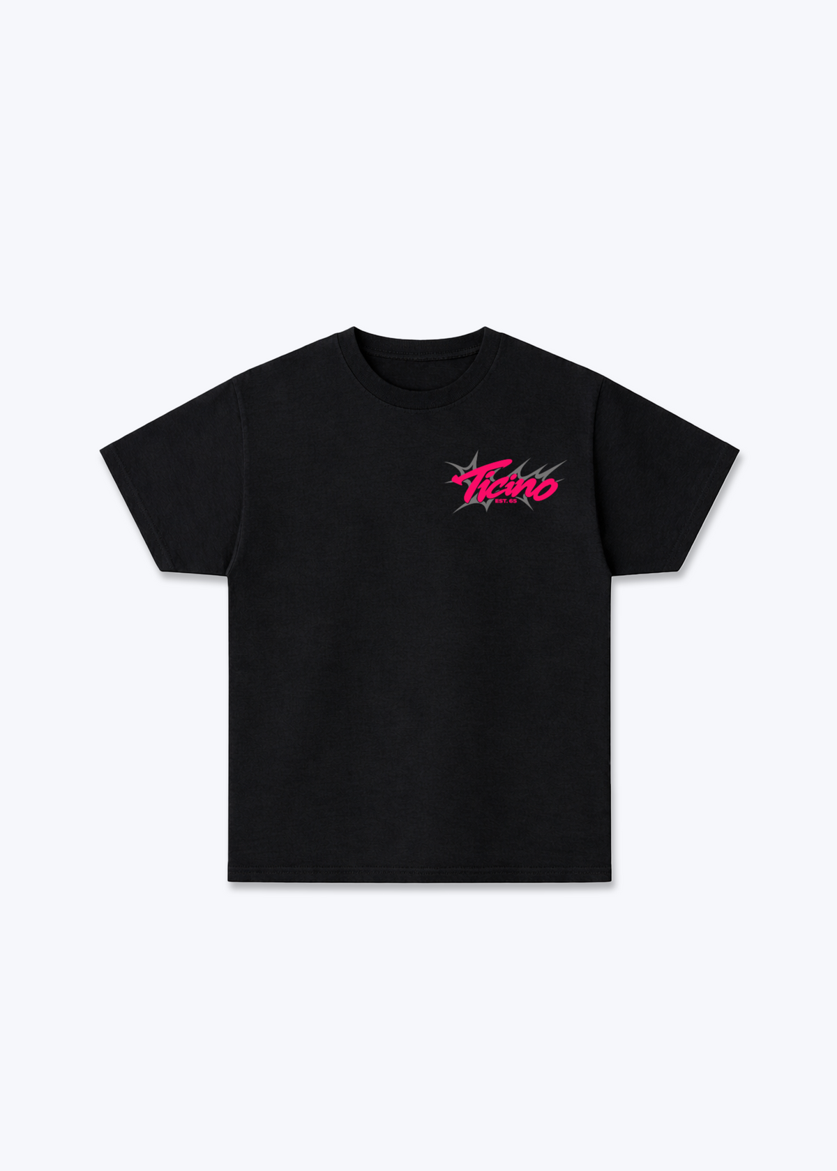 Tessin Camellia Basic T-Shirt - Black Front (Designed)