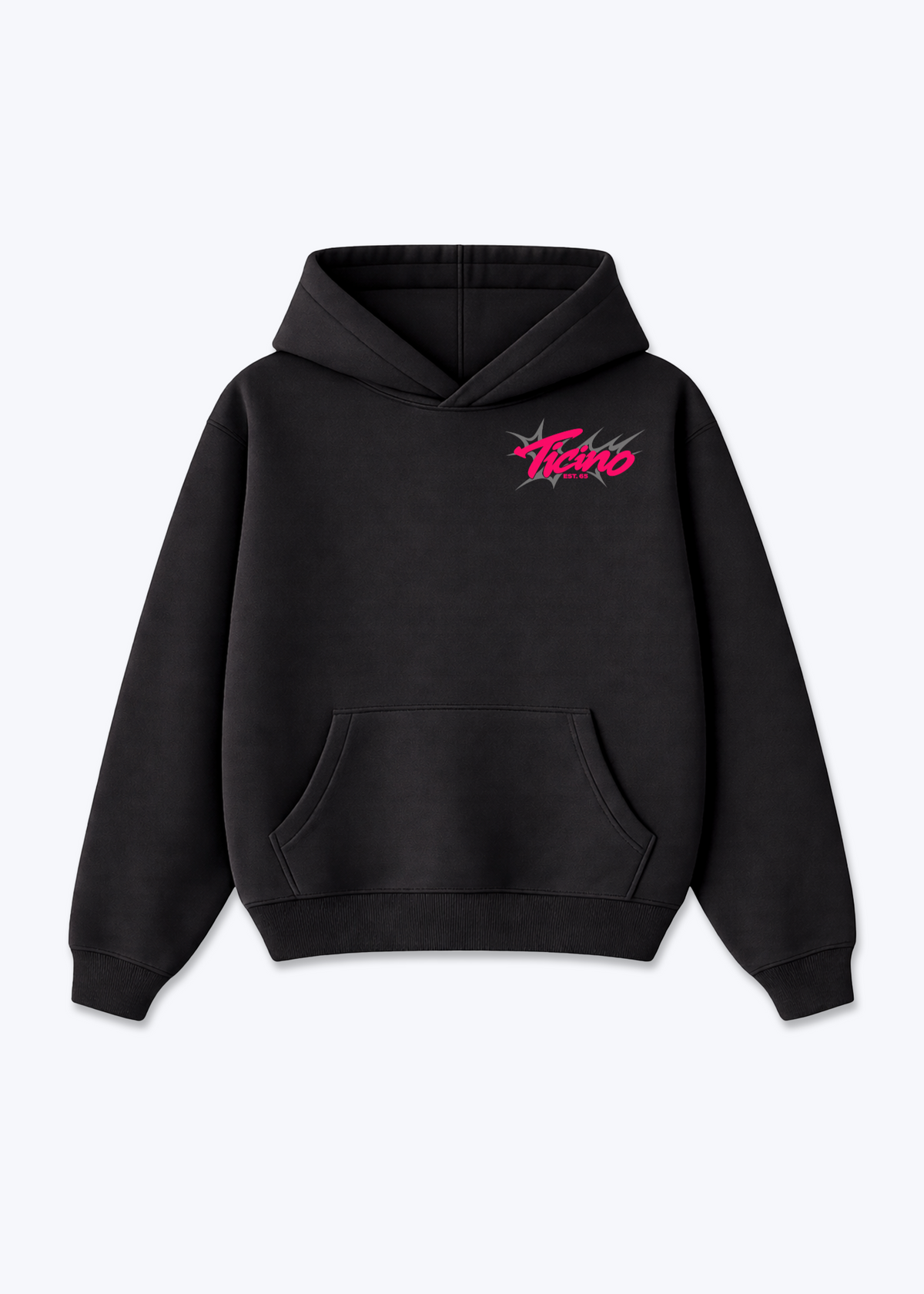 Tessin Camellia Oversized Hoodie - Black Front (Designed)