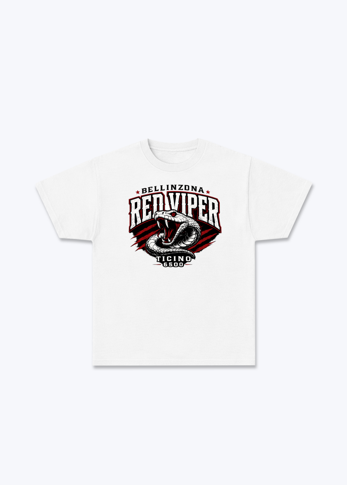 Tessin Red Viper Tee - White Front (Designed)