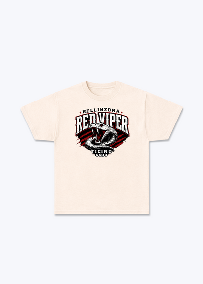 Tessin Red Viper Tee - Beige Front (Designed)