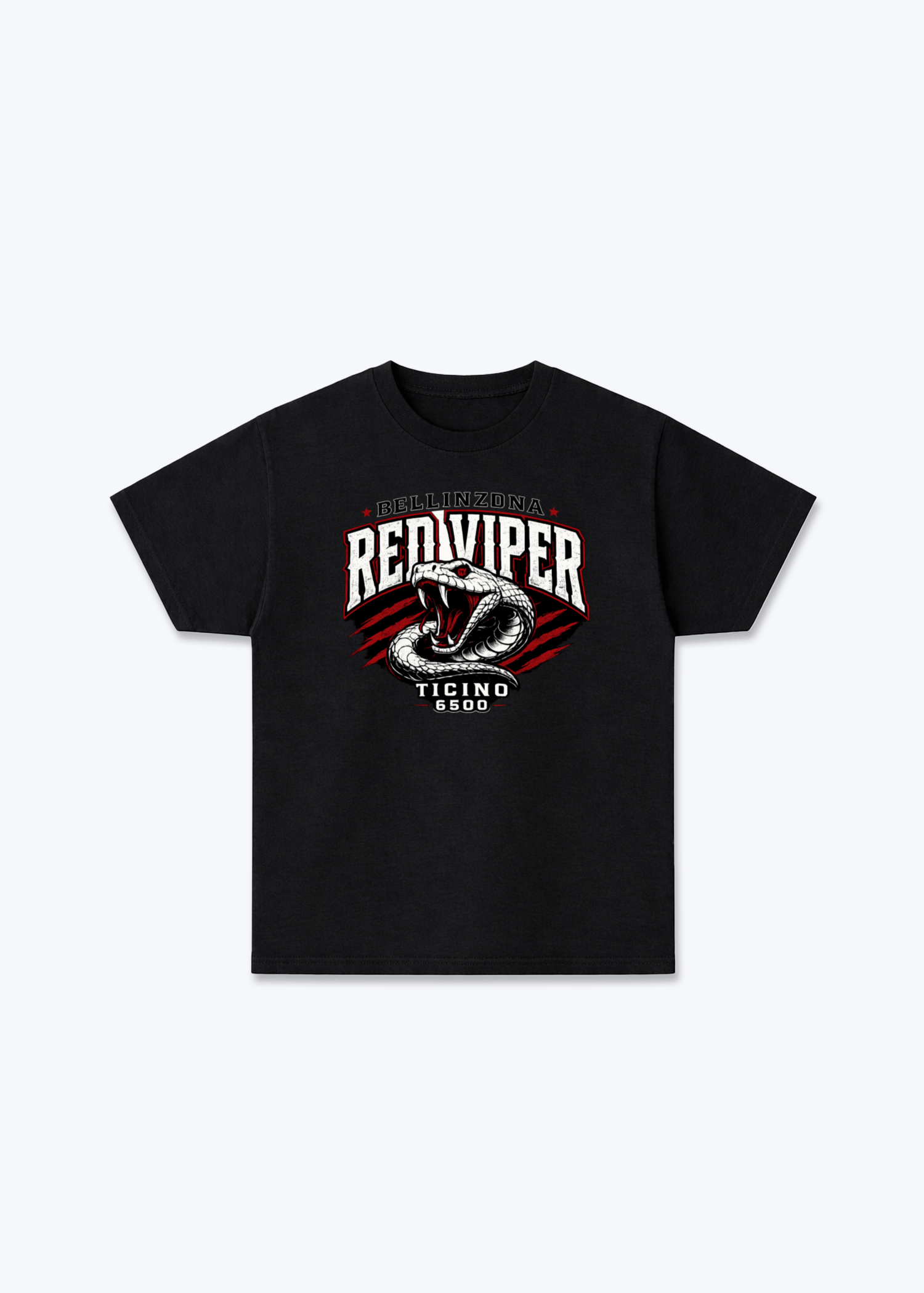 Tessin Red Viper Tee - Black Front (Designed)