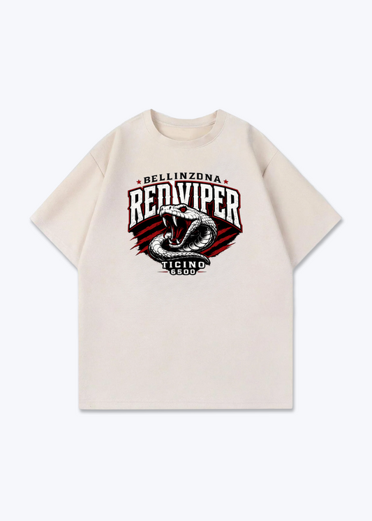 Tessin Red Viper Tee - Beige Front (Designed)