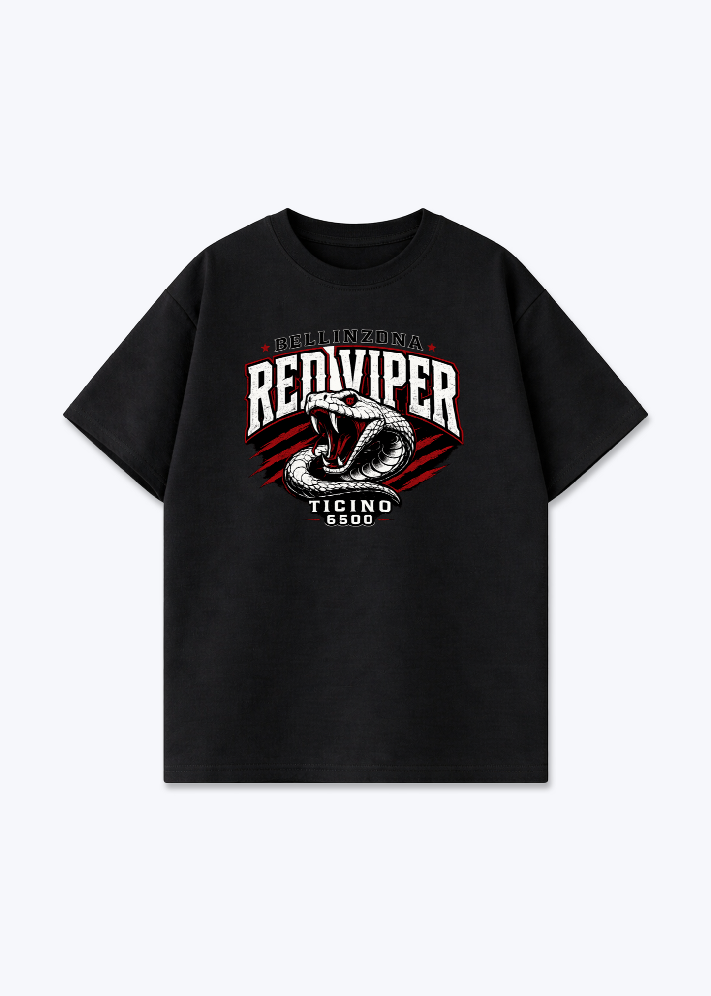 Tessin Red Viper Tee - Black Front (Designed)