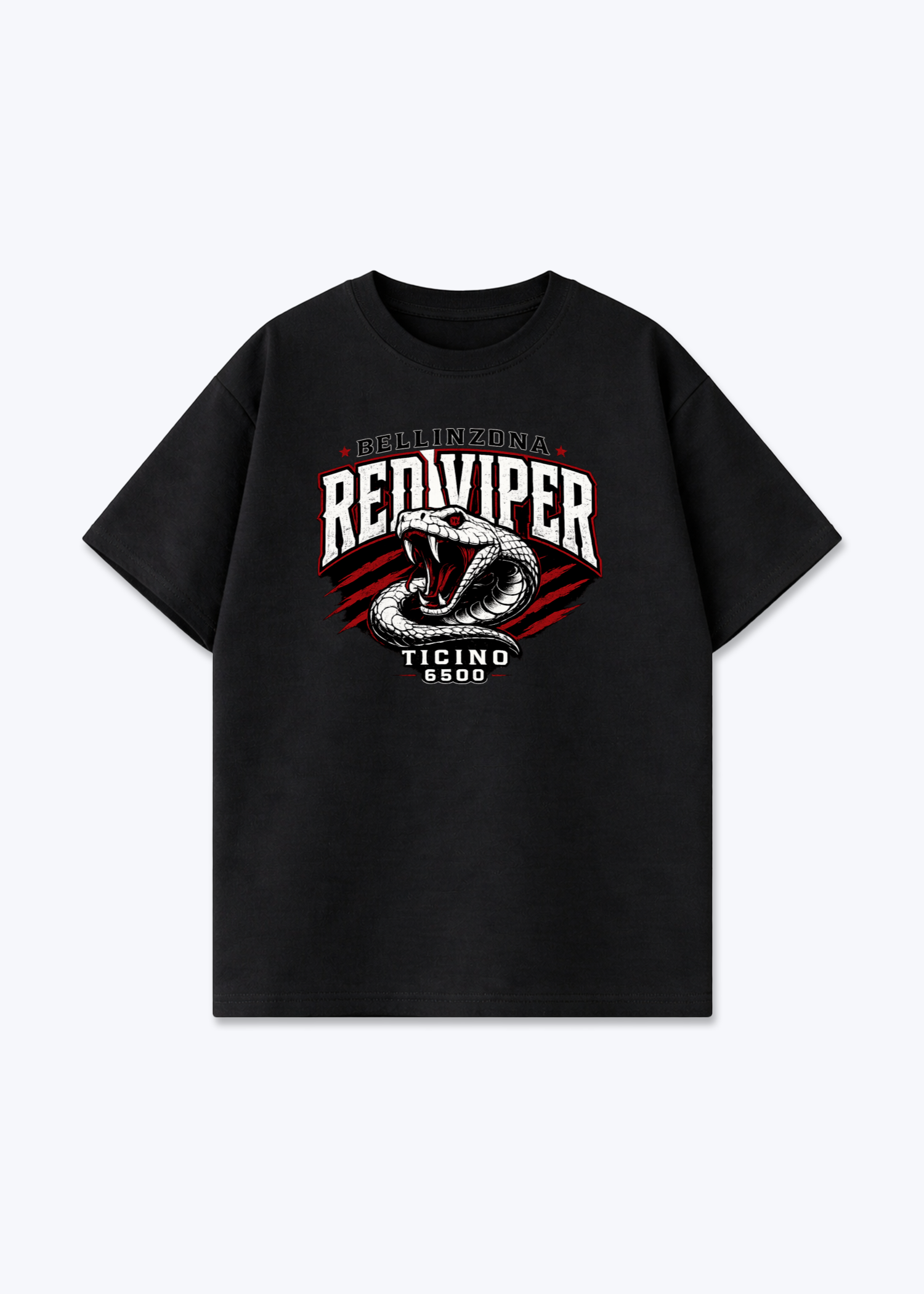 Tessin Red Viper Tee - Black Front (Designed)