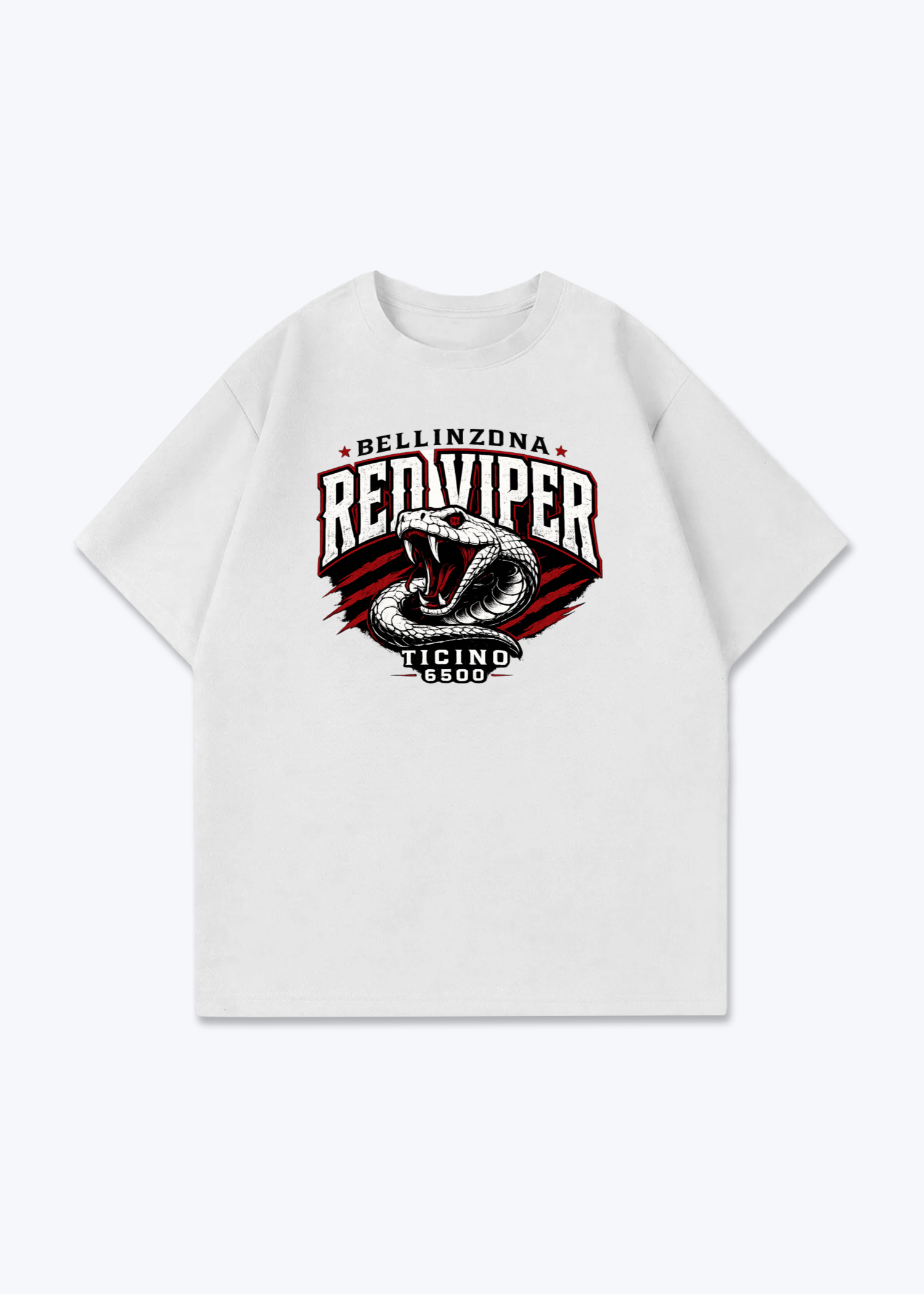 Tessin Red Viper Tee - White Front (Designed)