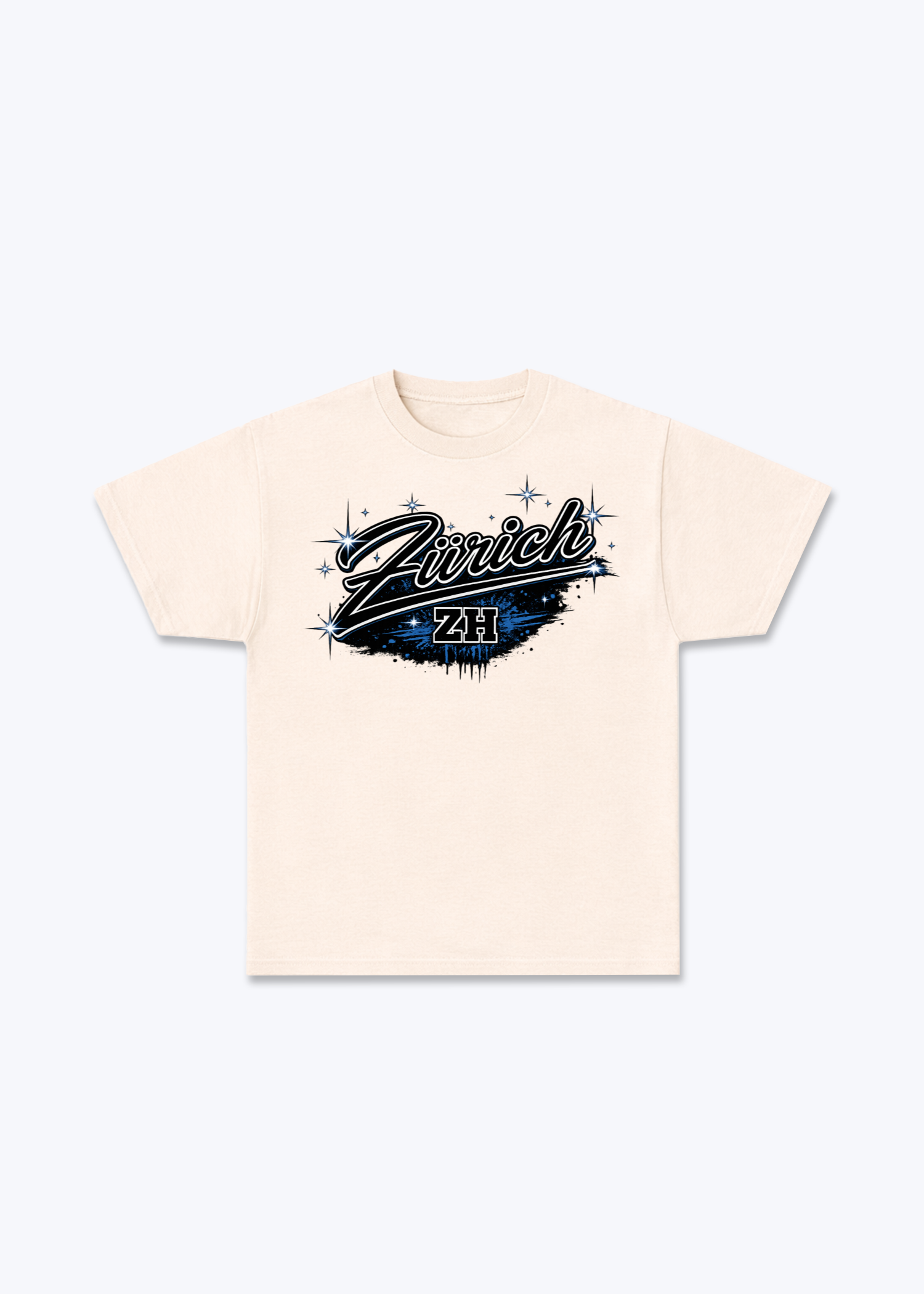 Zürich Stars Tee - Beige Front (Designed)