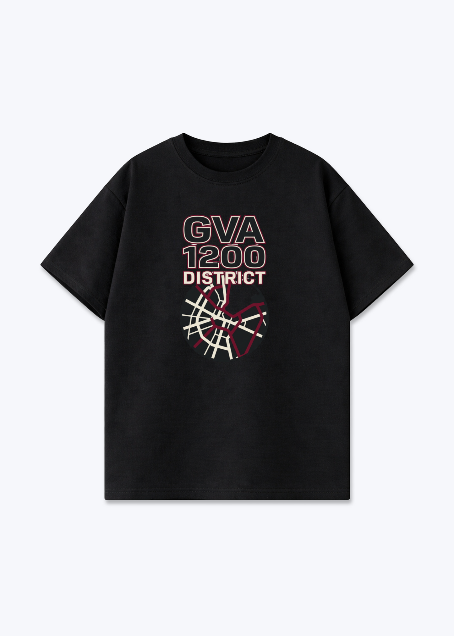 Genève 1200 District Tee - Black Front (Designed)