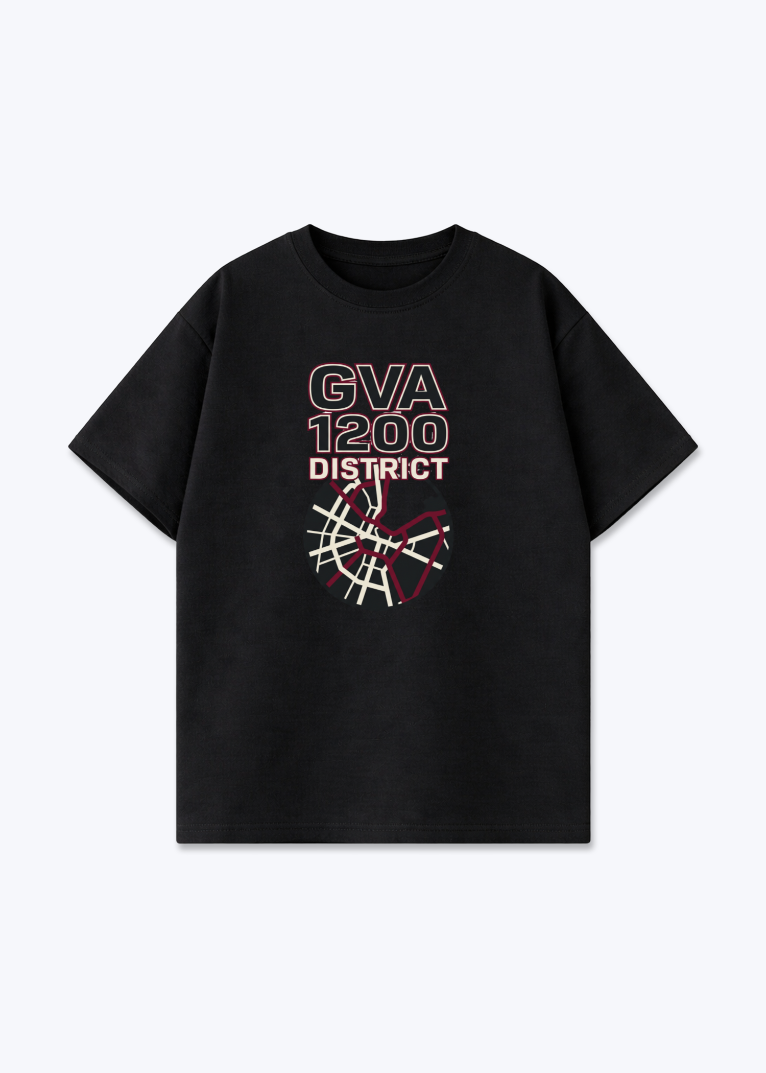 Genève 1200 District Tee - Black Front (Designed)