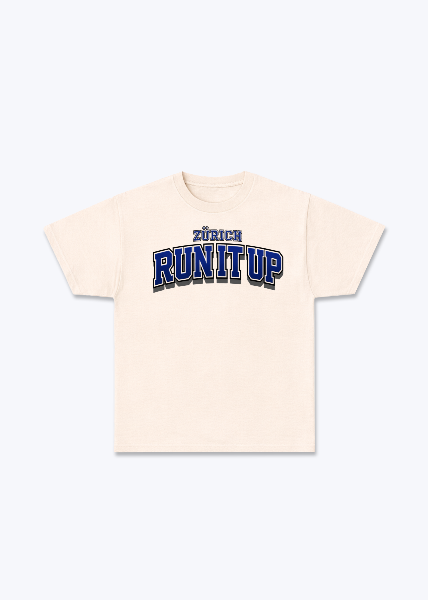 Zürich Run It Up Tee - Beige Front (Designed)