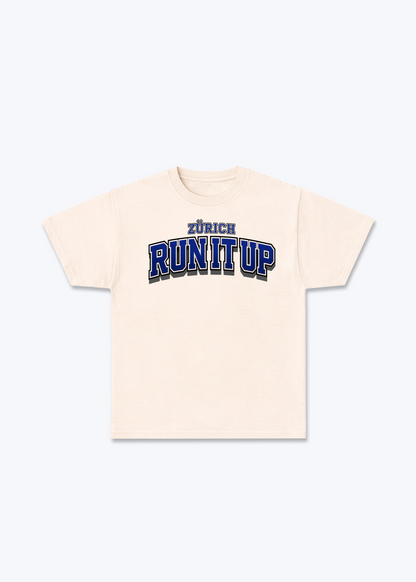 Zürich Run It Up Tee - Beige Front (Designed)
