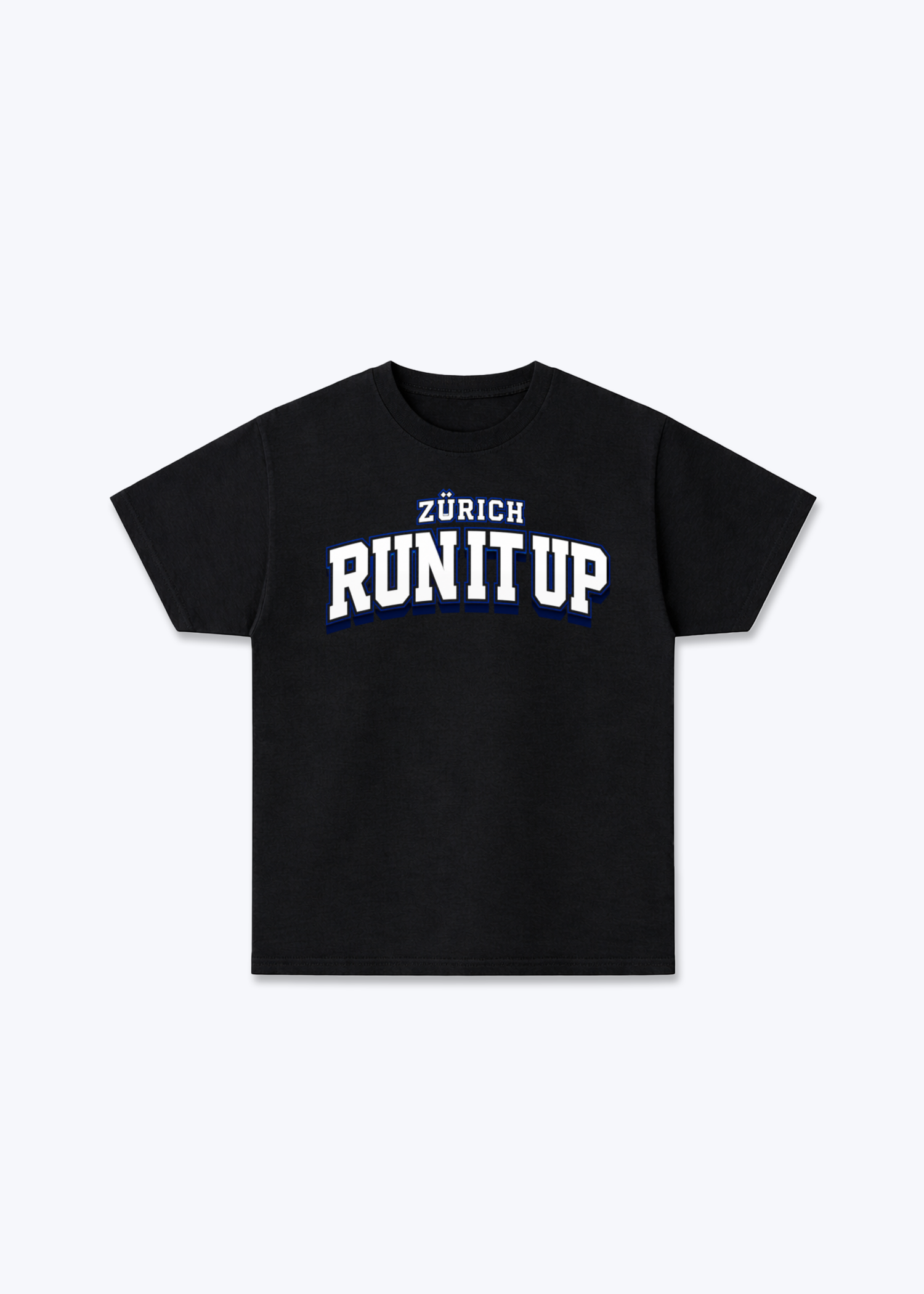Zürich Run It Up Tee - Black Front (Designed)