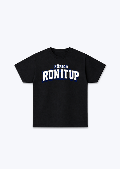 Zürich Run It Up Tee - Black Front (Designed)