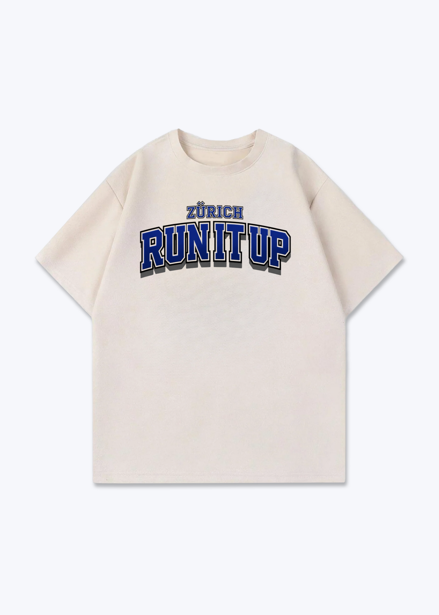 Zürich Run It Up Tee - Beige Front (Designed)