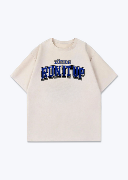 Zürich Run It Up Tee - Beige Front (Designed)