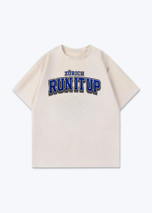 Zürich Run It Up Tee - Beige Front (Designed)