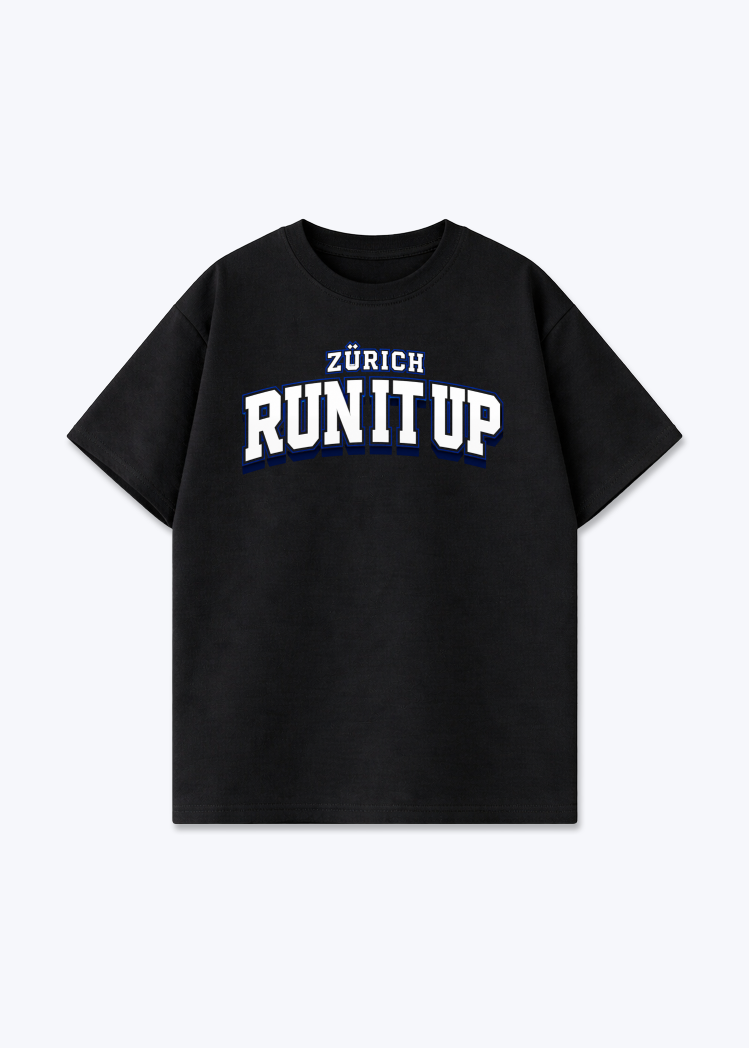 Zürich Run It Up Tee - Black Front (Designed)
