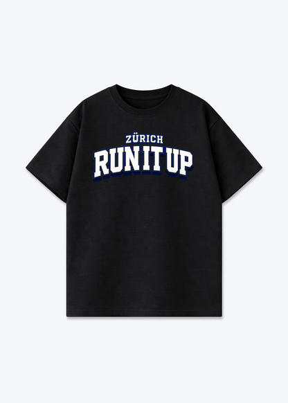 Zürich Run It Up Tee - Black Front (Designed)