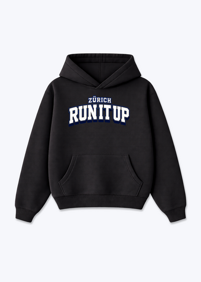 Zürich Run It Up Tee - Black Front (Designed)