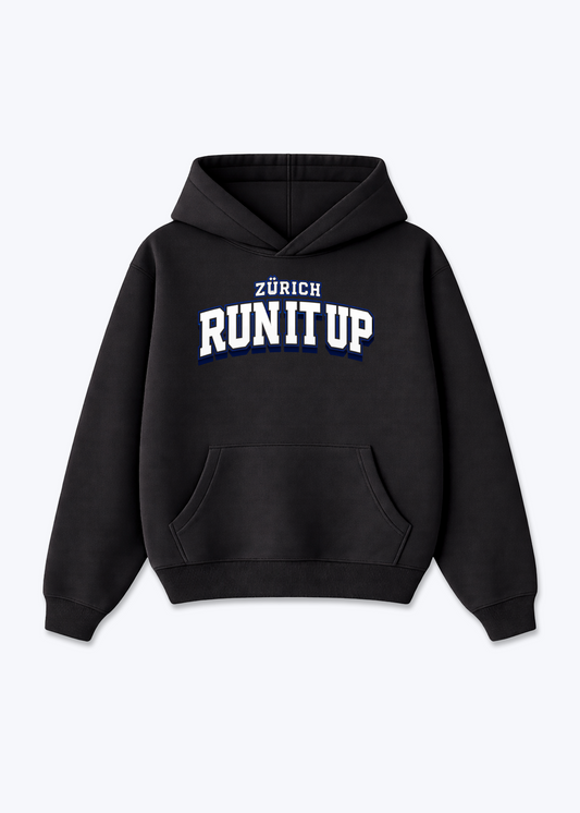 Zürich Run It Up Tee - Black Front (Designed)