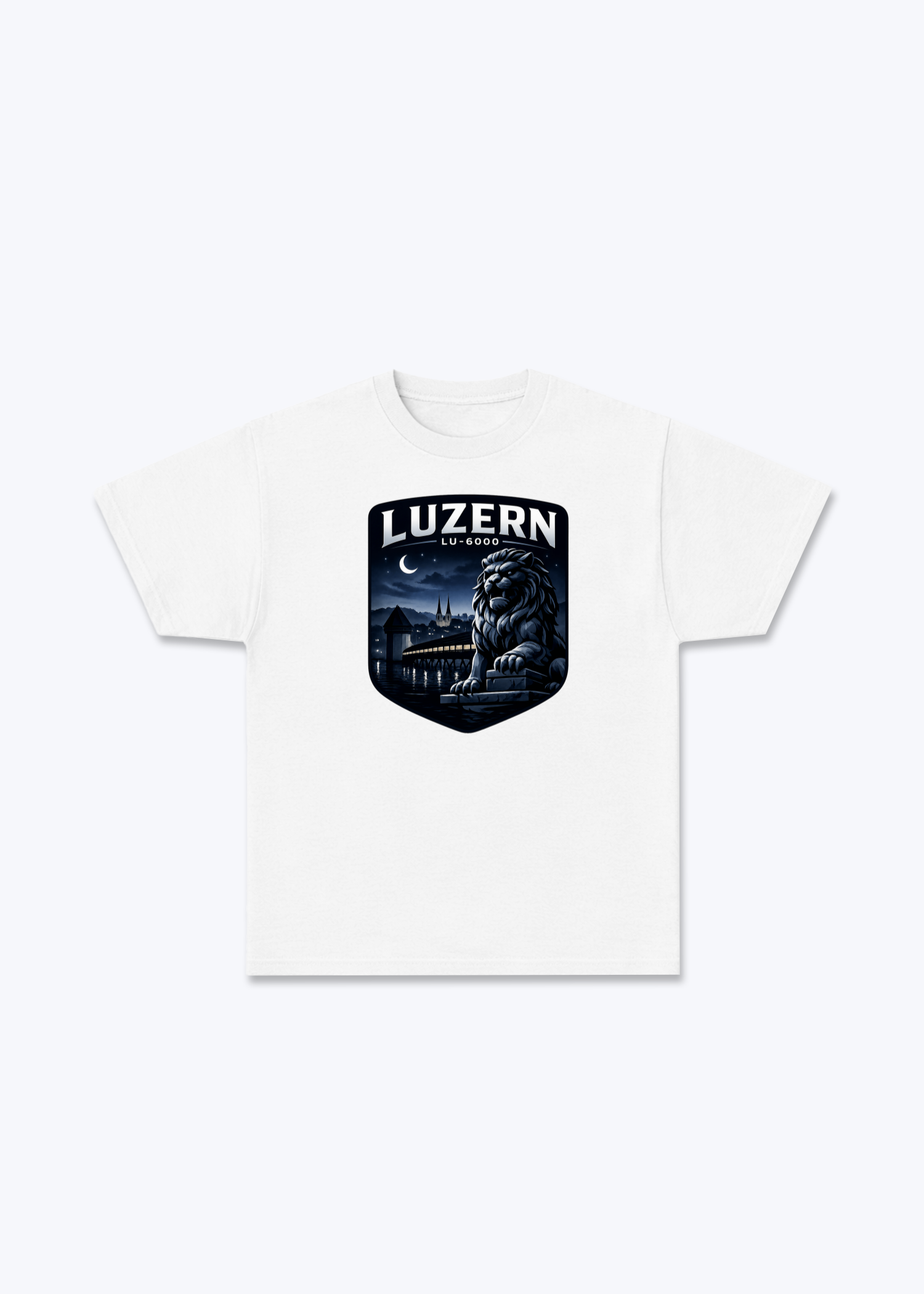 Luzern Night Lion Tee - White Front (Designed)