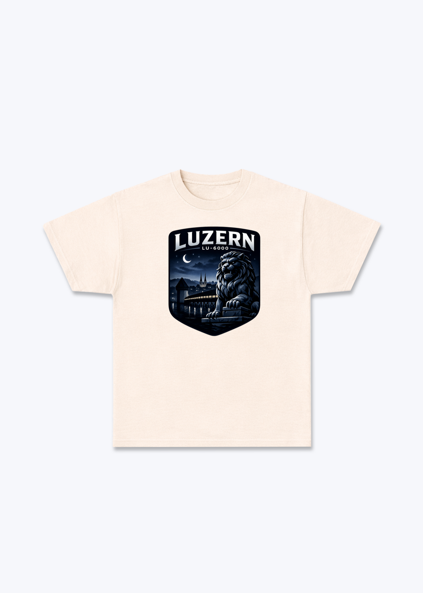 Luzern Night Lion Tee - Beige Front (Designed)
