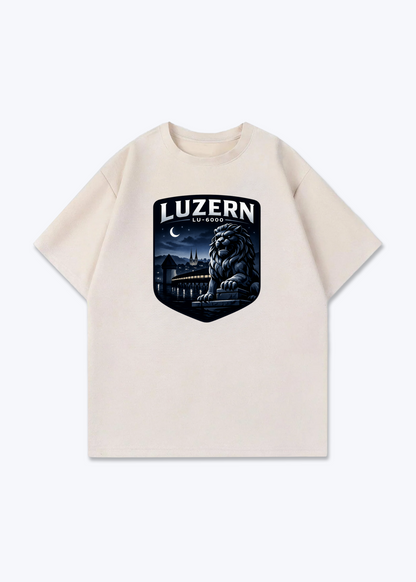 Luzern Night Lion Tee - Beige Front (Designed)