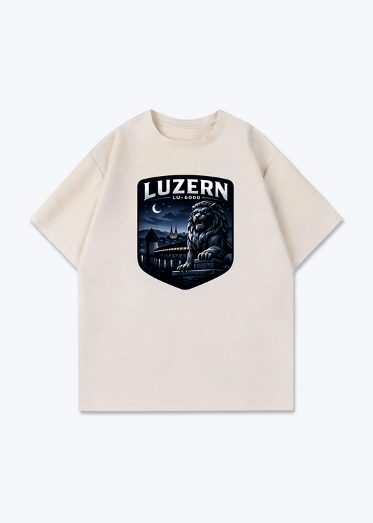 Luzern Night Lion Tee - Beige Front (Designed)