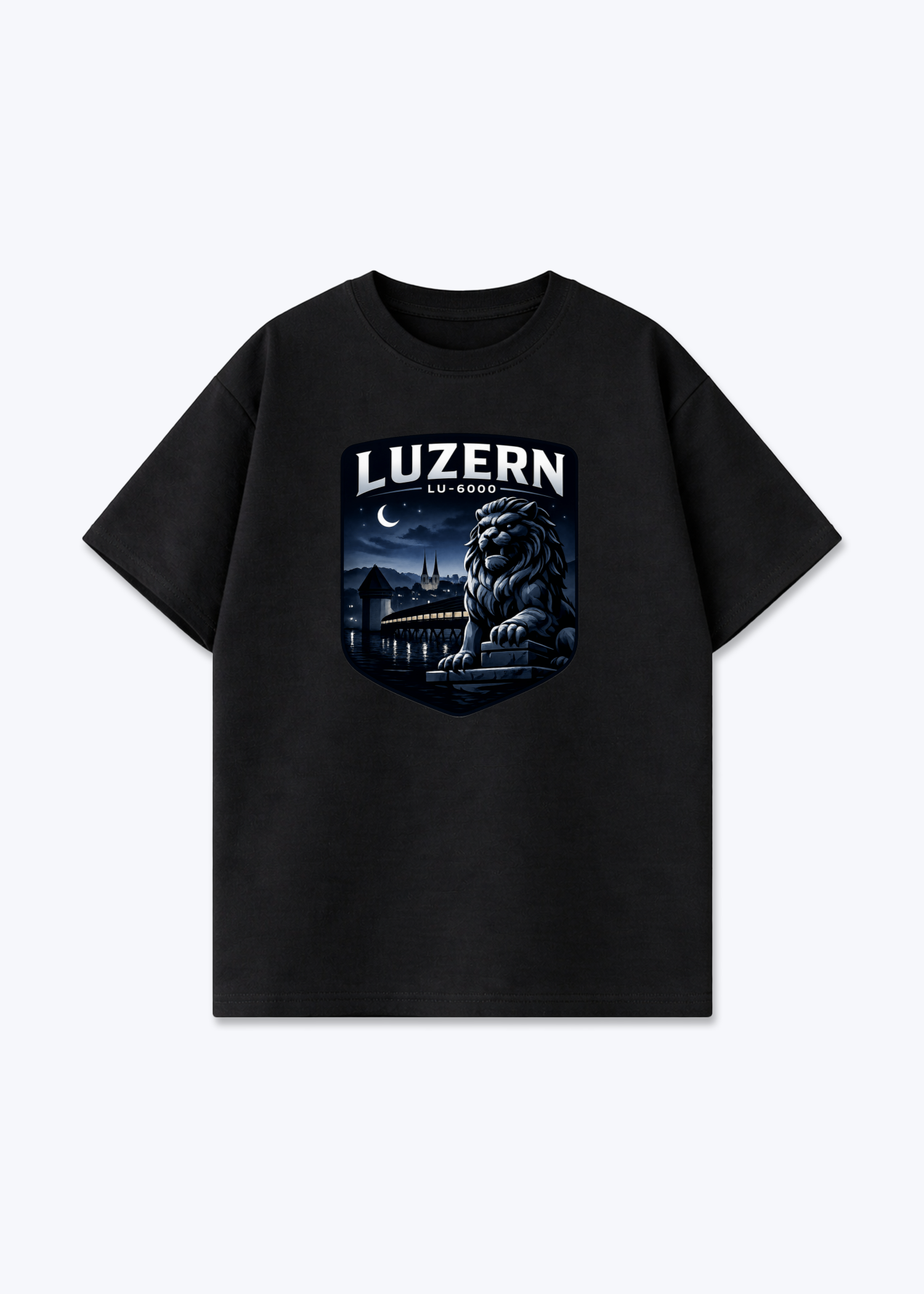 Luzern Night Lion Tee - Black Front (Designed)