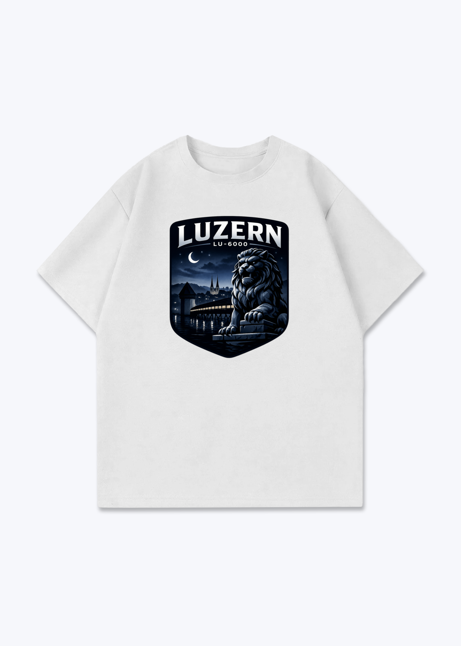Luzern Night Lion Tee - White Front (Designed)