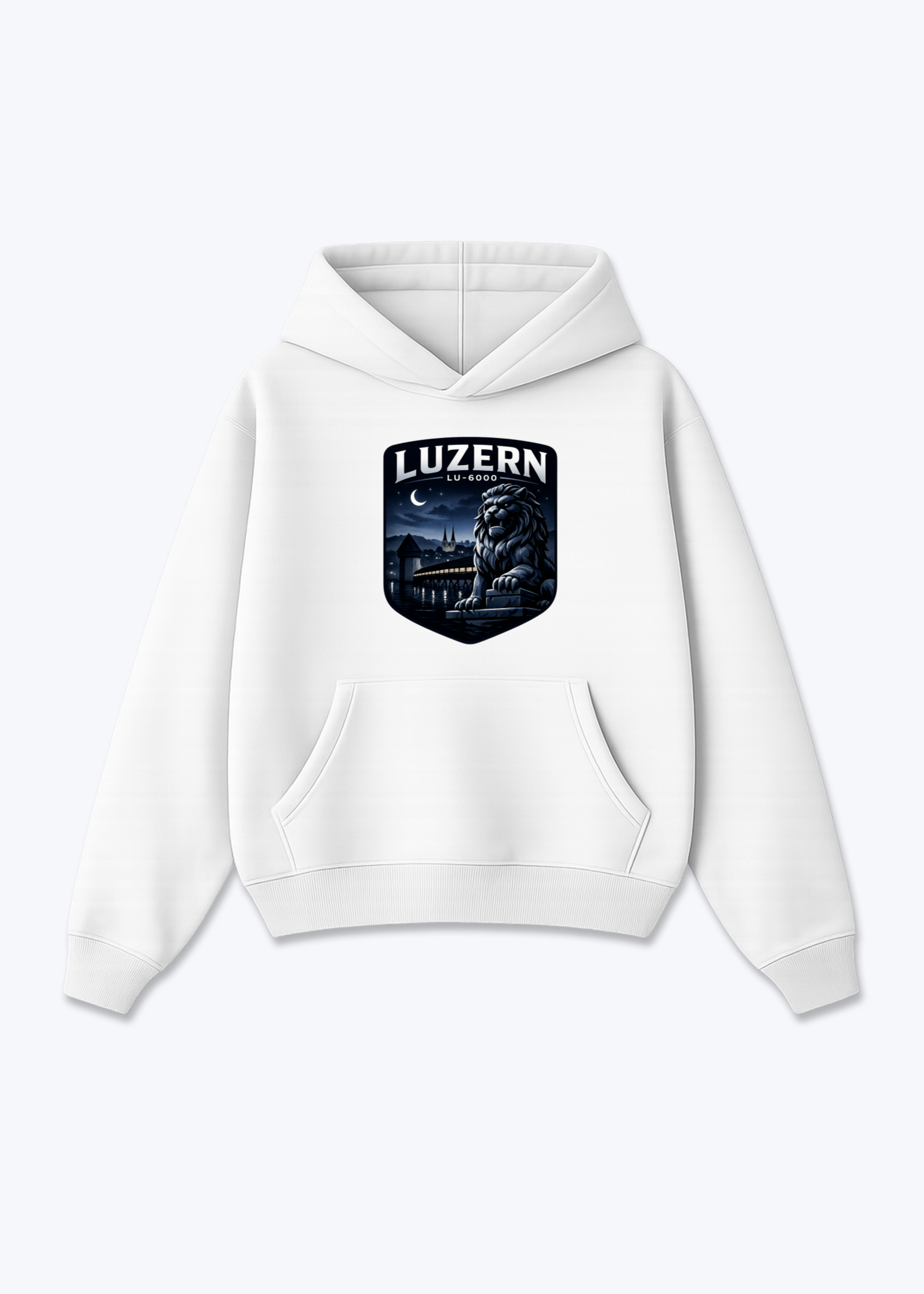 Luzern Night Lion Tee - White Front (Designed)