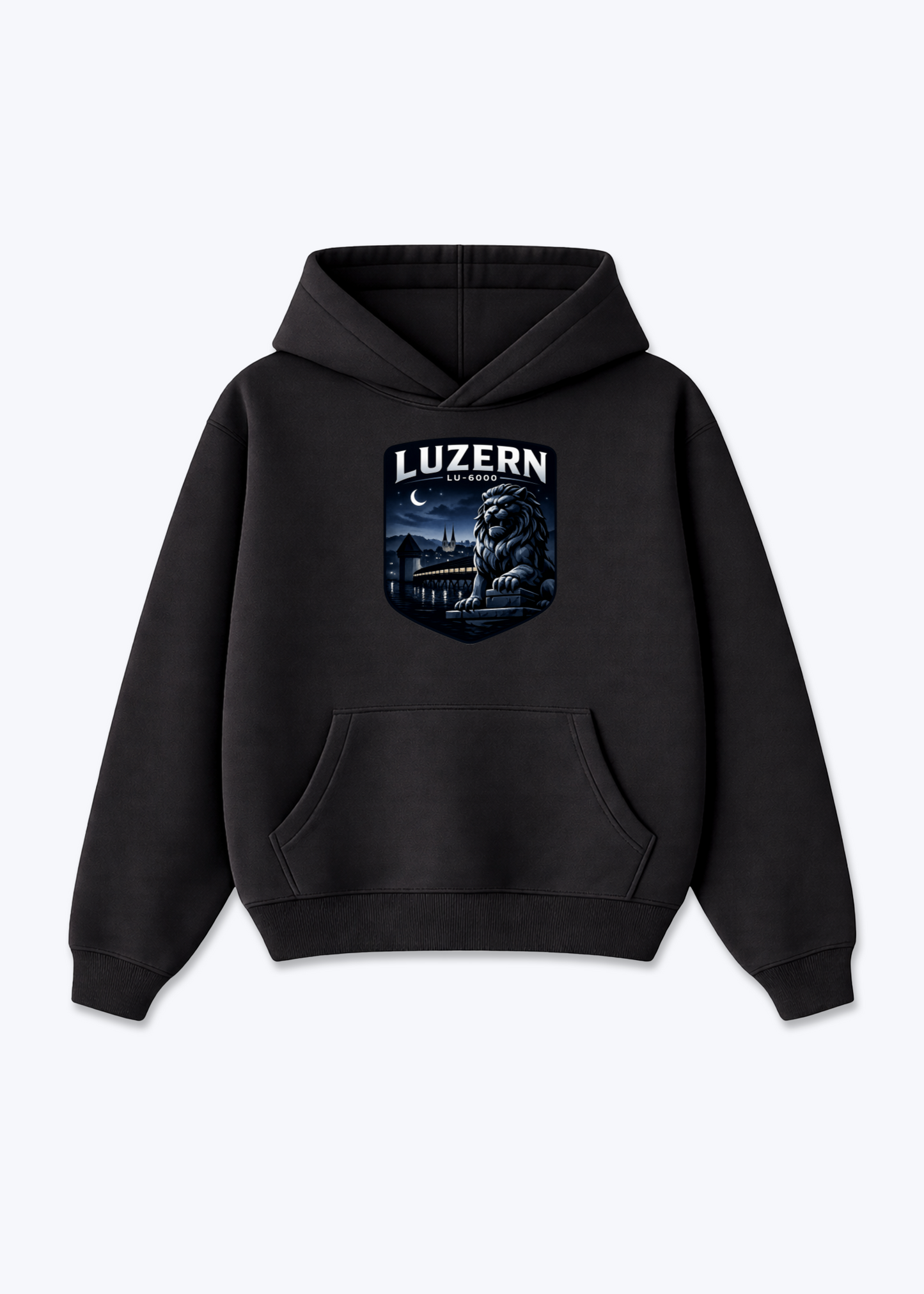 Luzern Night Lion Tee - Black Front (Designed)