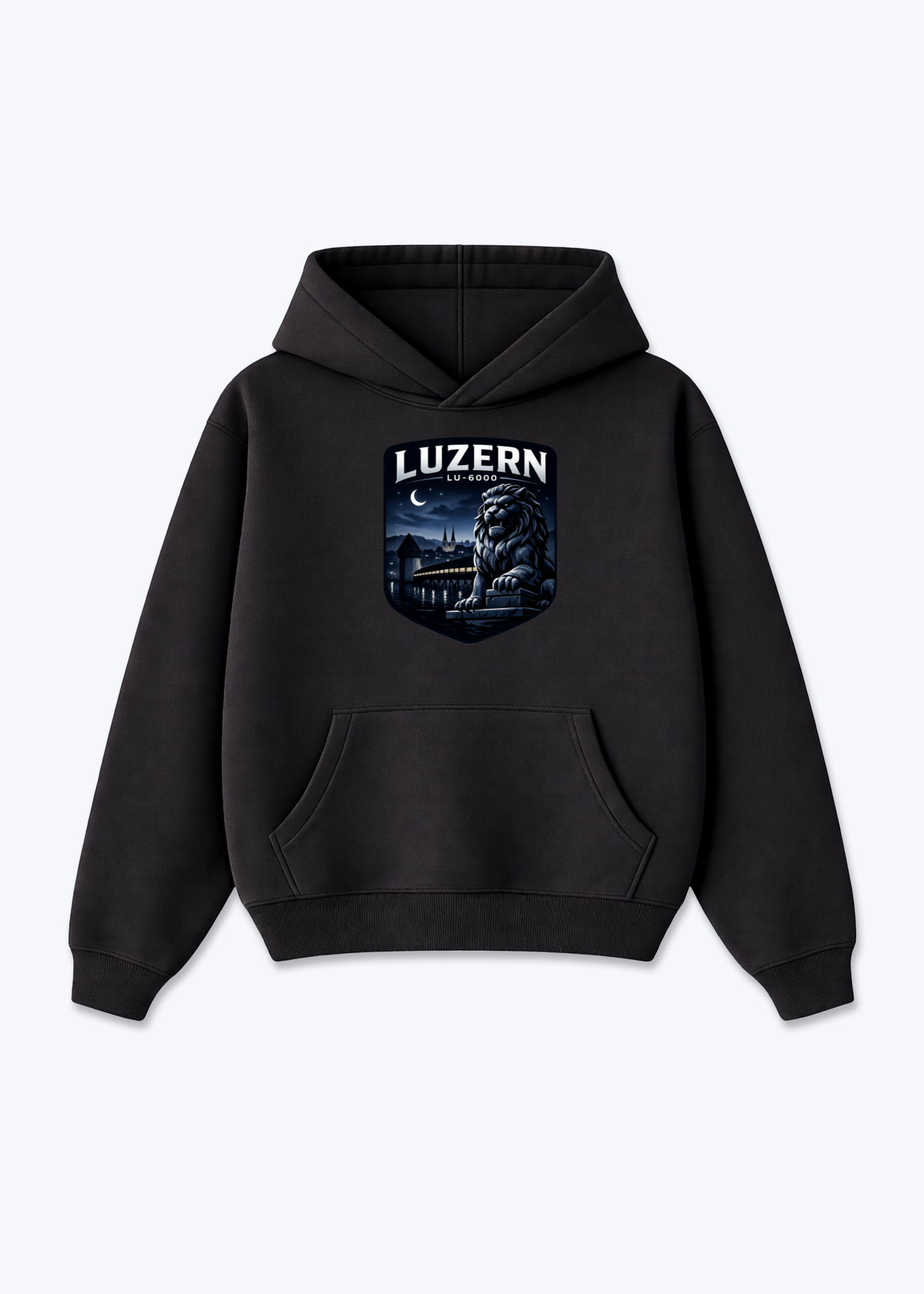 Luzern Night Lion Tee - Black Front (Designed)