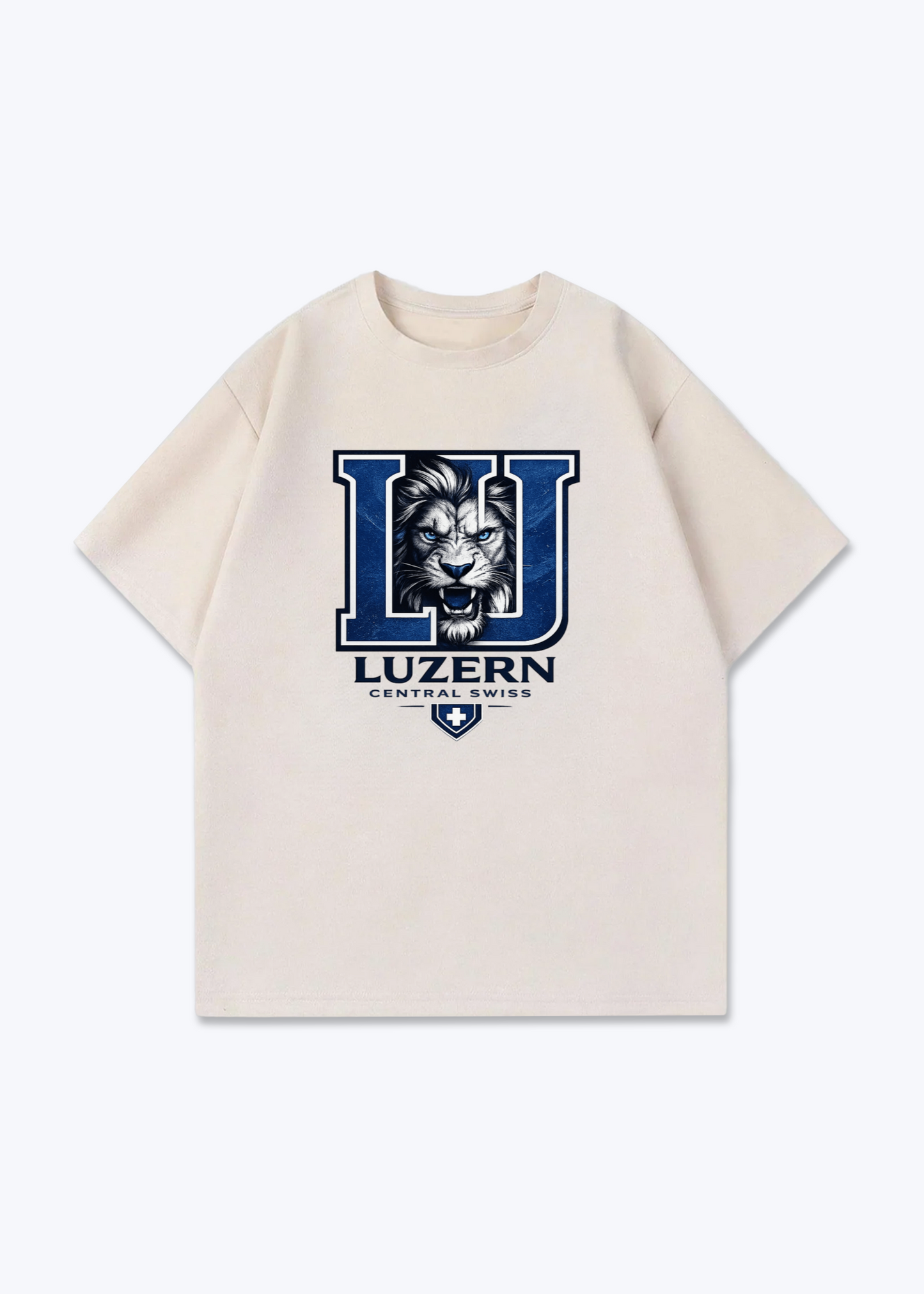 Luzern Central Swiss Tee - Beige Front (Designed)