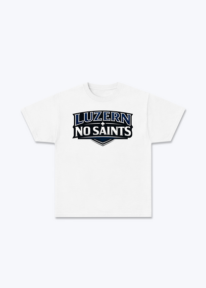 Luzern No Saints Tee - White Front (Designed)