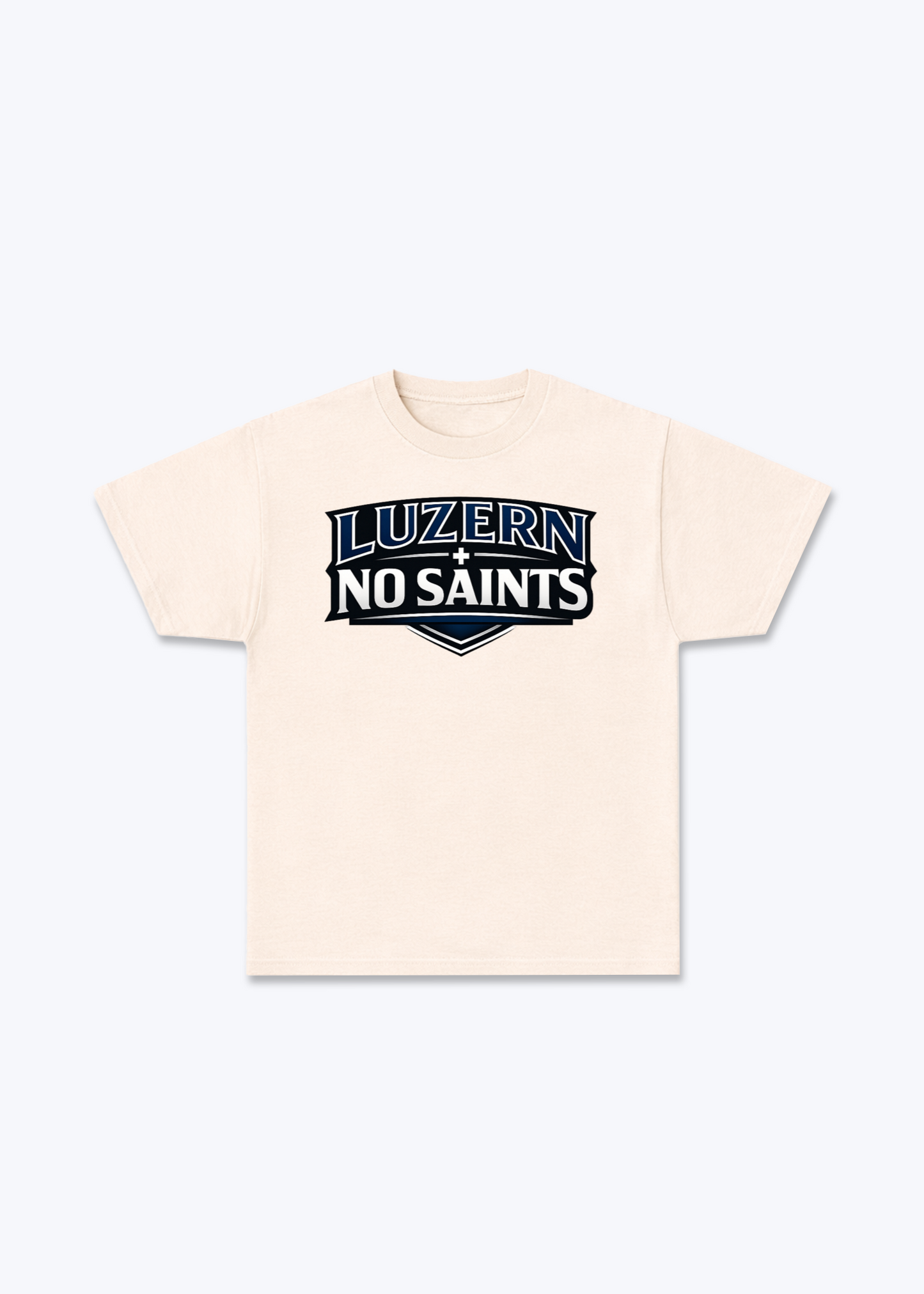 Luzern No Saints Tee - Beige Front (Designed)
