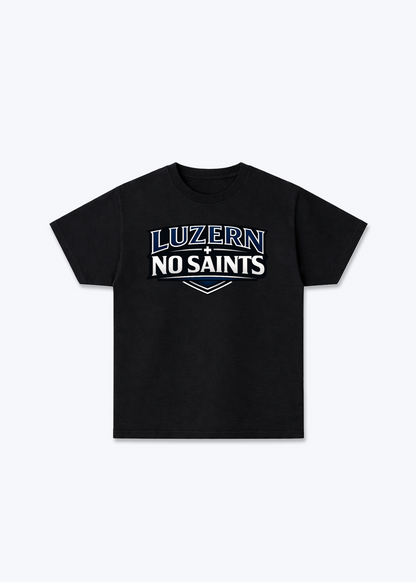 Luzern No Saints Tee - Black Front (Designed)