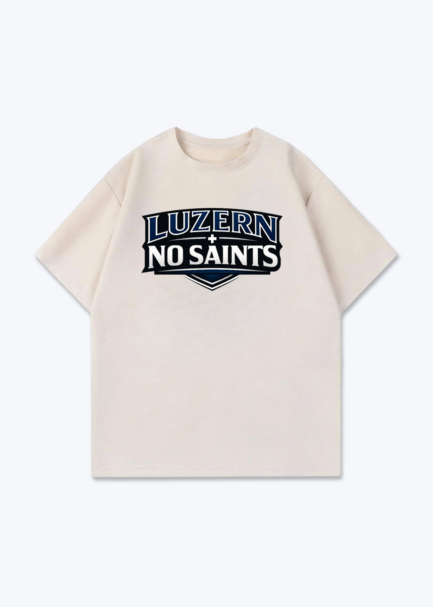 Luzern No Saints Tee - Beige Front (Designed)