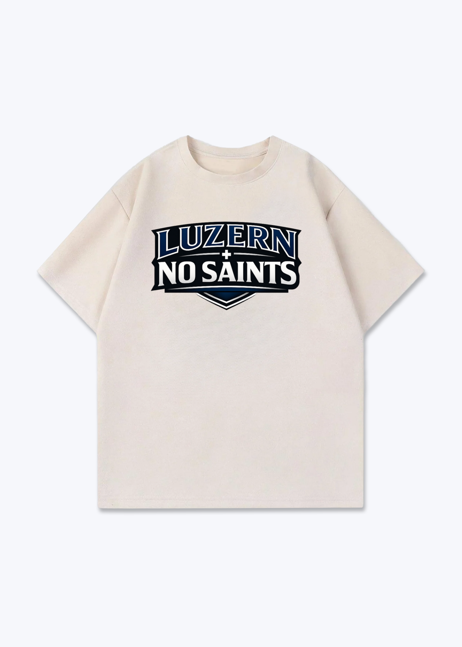 Luzern No Saints Tee - Beige Front (Designed)