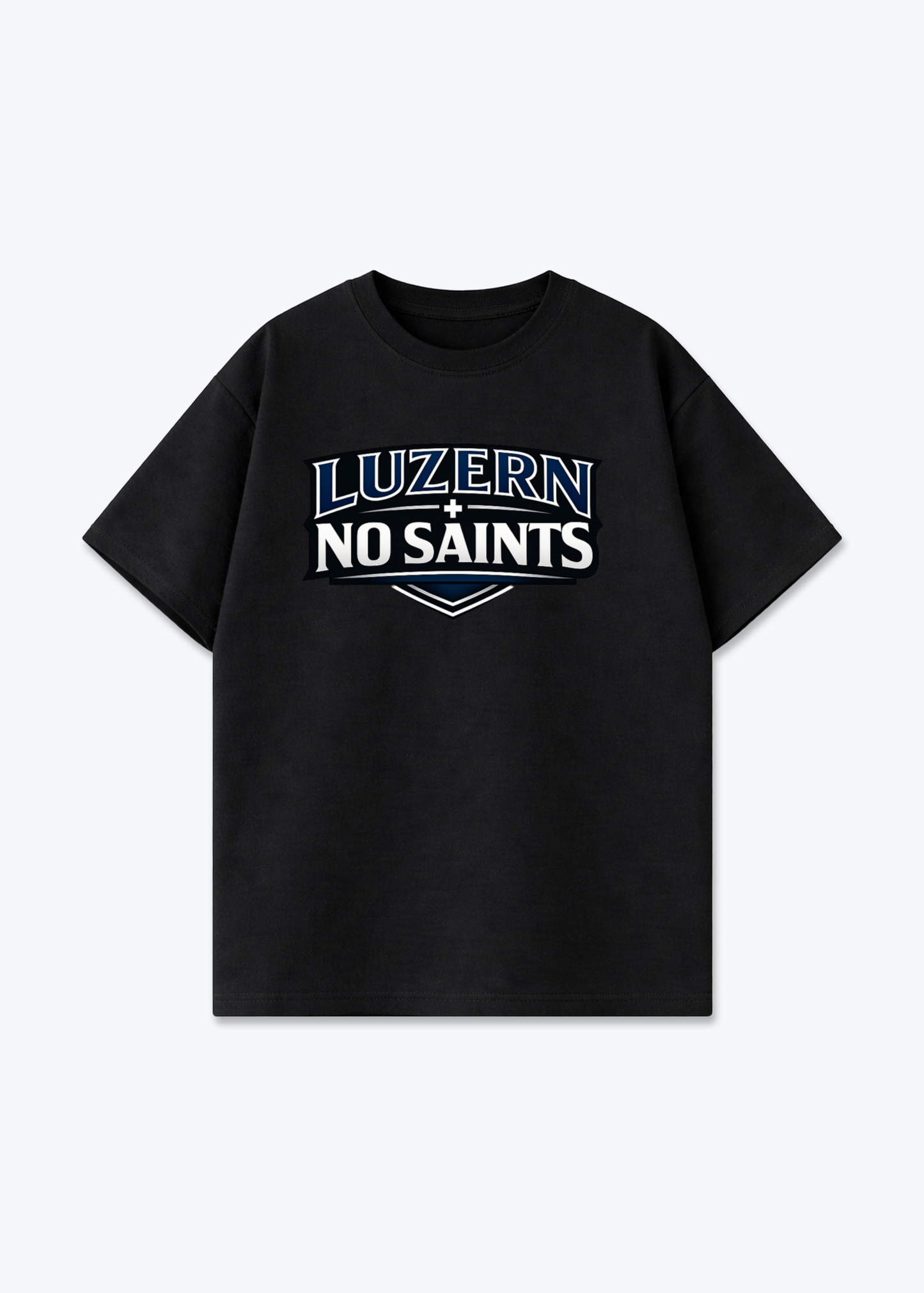 Luzern No Saints Tee - Black Front (Designed)