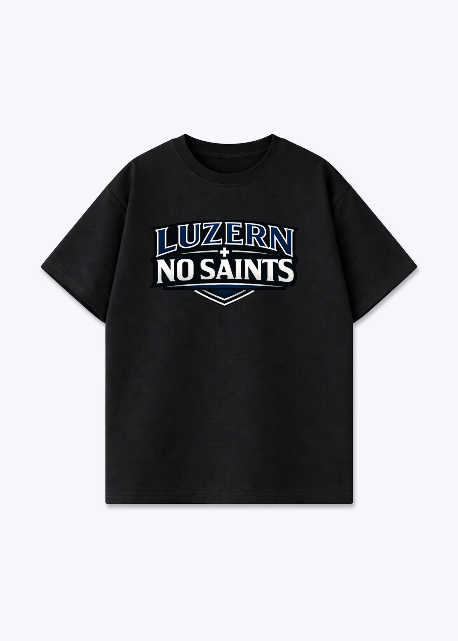 Luzern No Saints Tee - Black Front (Designed)