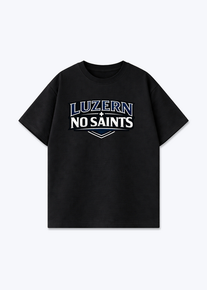 Luzern No Saints Tee - Black Front (Designed)