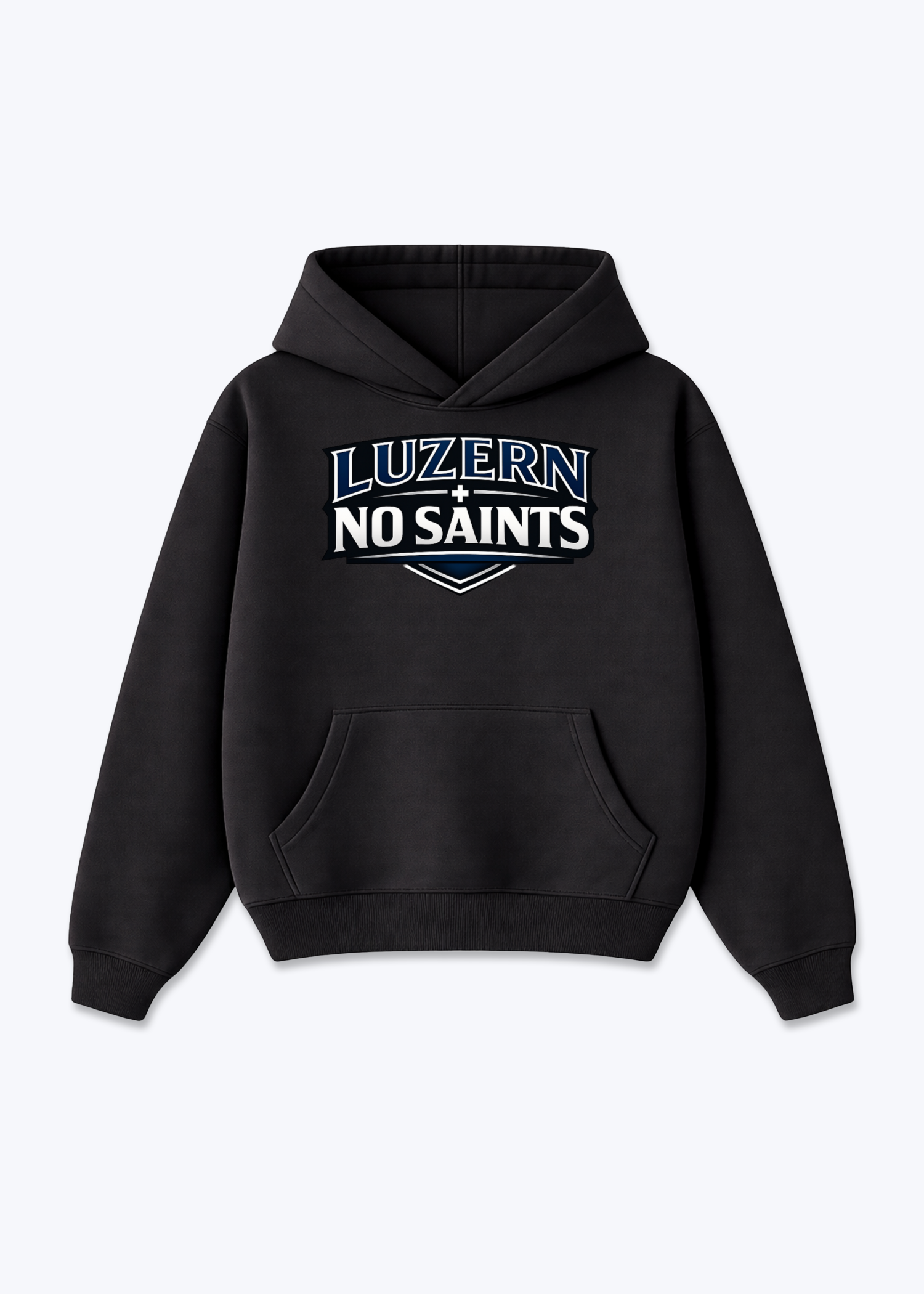 Luzern No Saints Tee - Black Front (Designed)