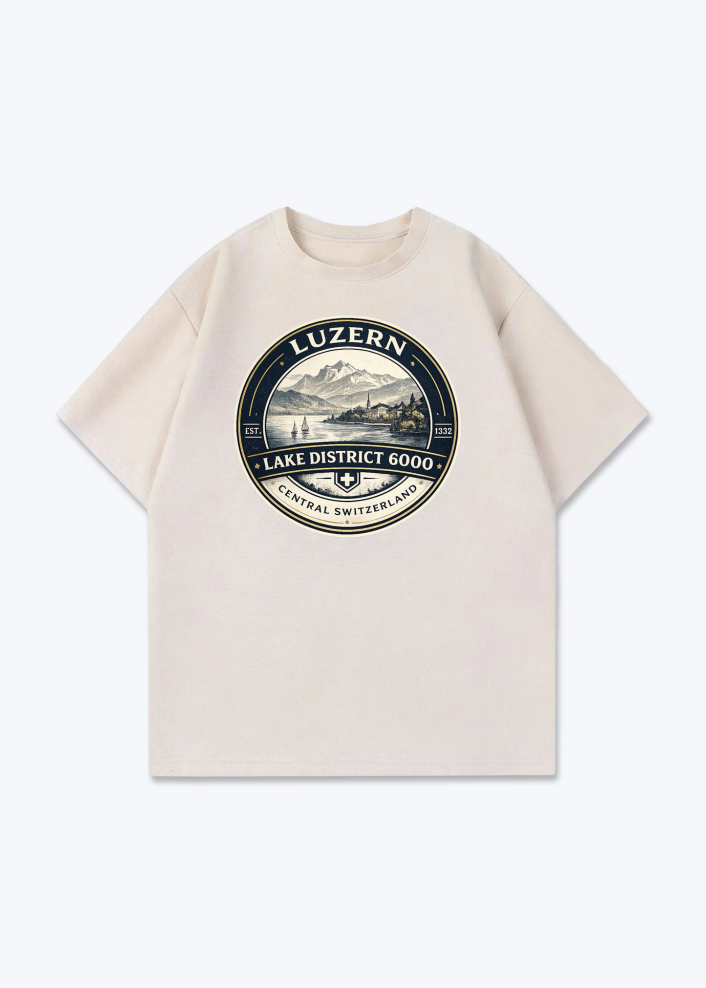 Luzern Lake District Tee - Beige Front (Designed)