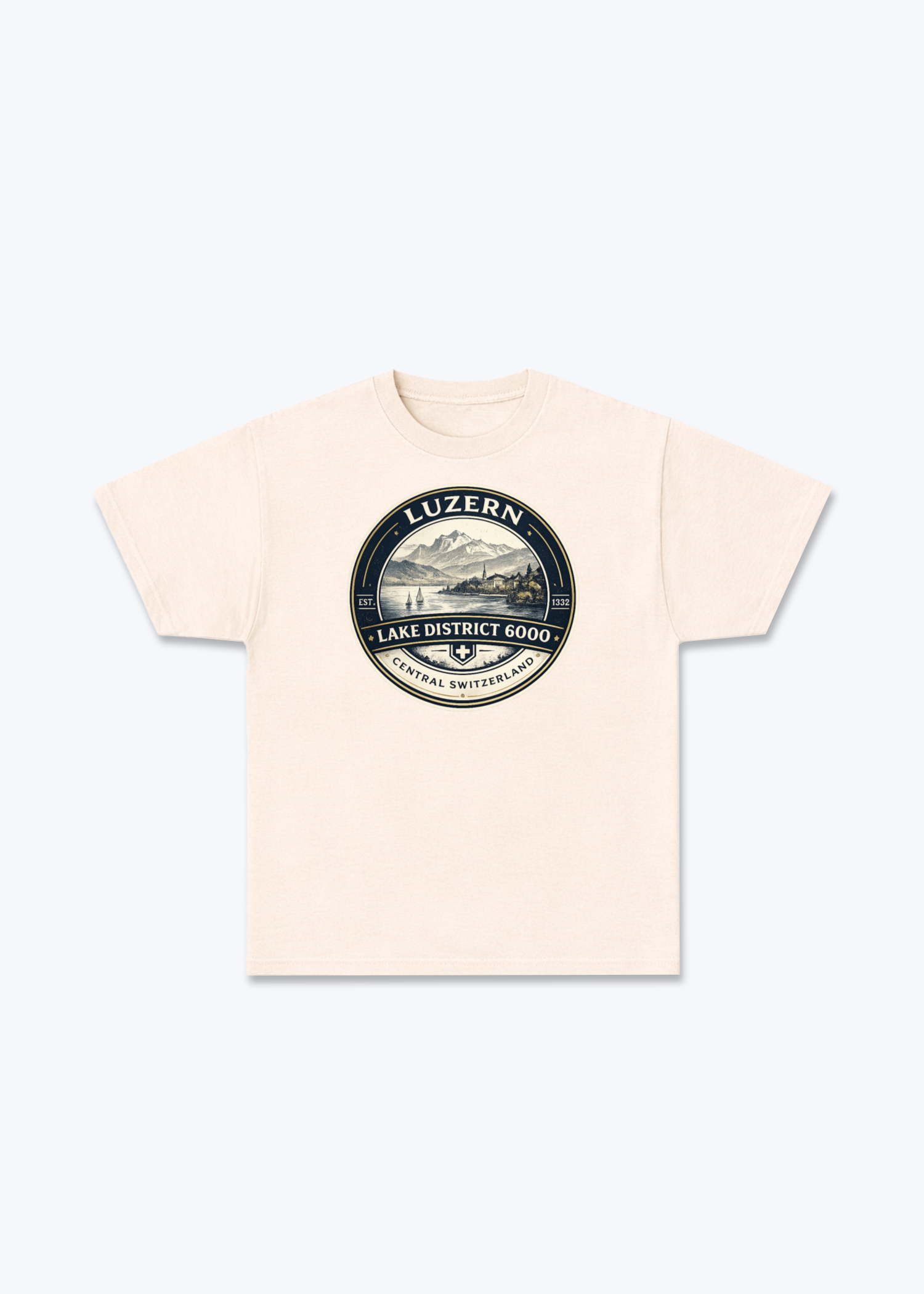 Luzern Lake District Tee - Beige Front (Designed)