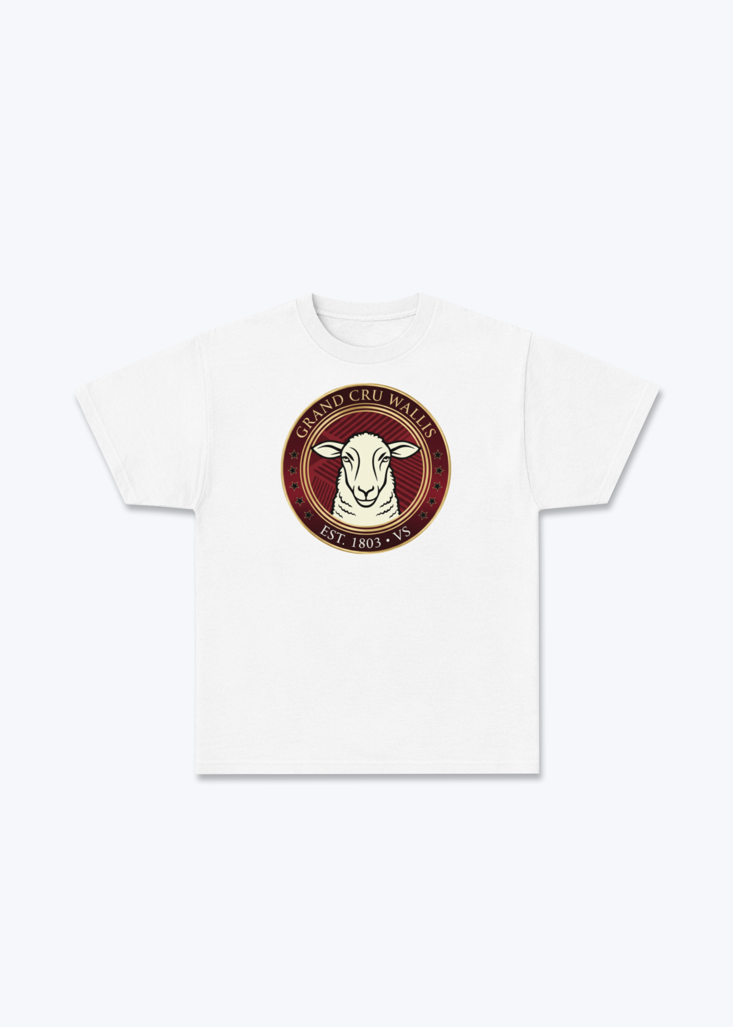 Wallis Grand Cru Heritage Tee - White Front (Designed)