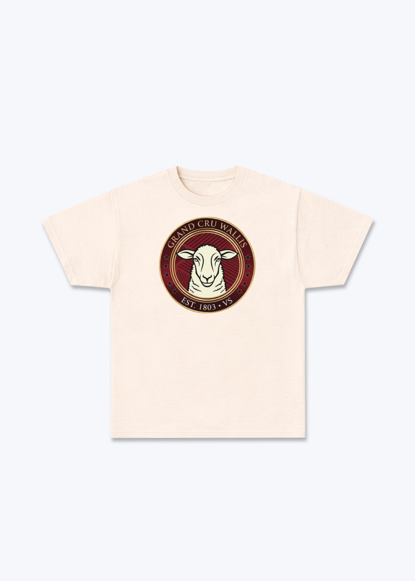 Wallis Grand Cru Heritage Tee - Beige Front (Designed)